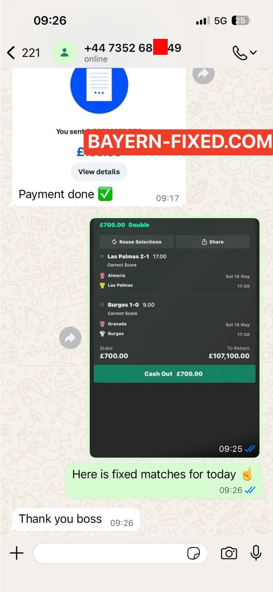 CORRECT FIXED MATCH