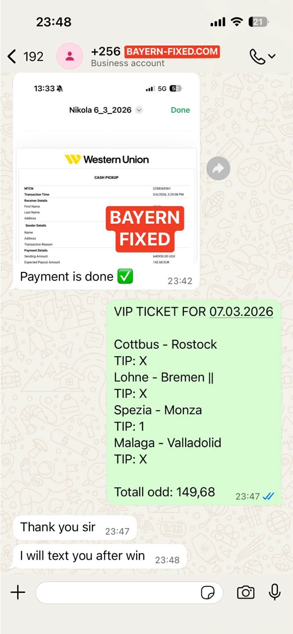 Ticket 1x2 Fixed Matches